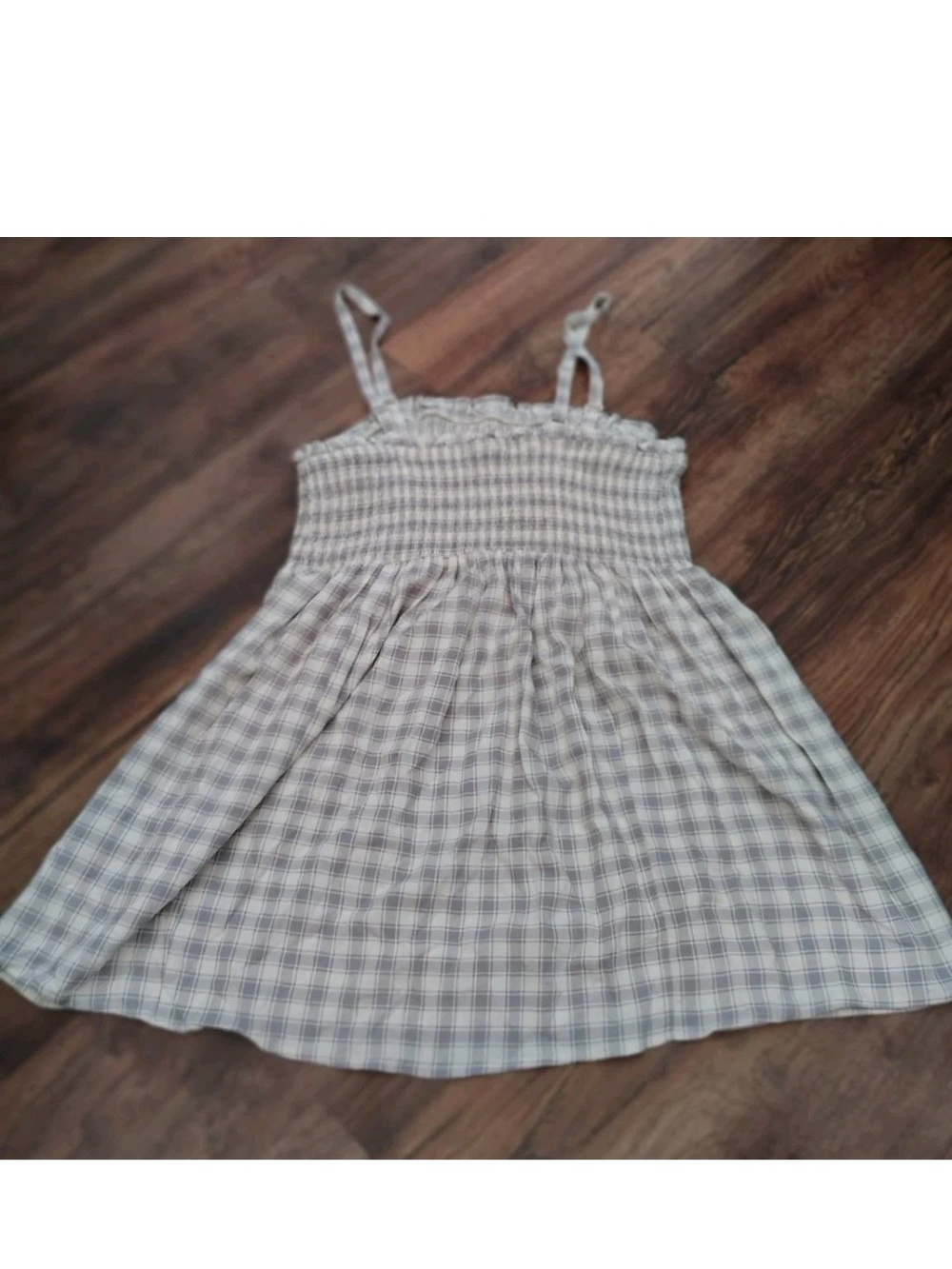 torrid Cream and Gray Gingham Smocked Tank Dress - Picture 2 of 5